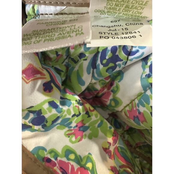 Lilly Pulitzer Quilted Vest Full Zip Up Snap Tan Printed Lining Women's Size XS - Picture 12 of 13